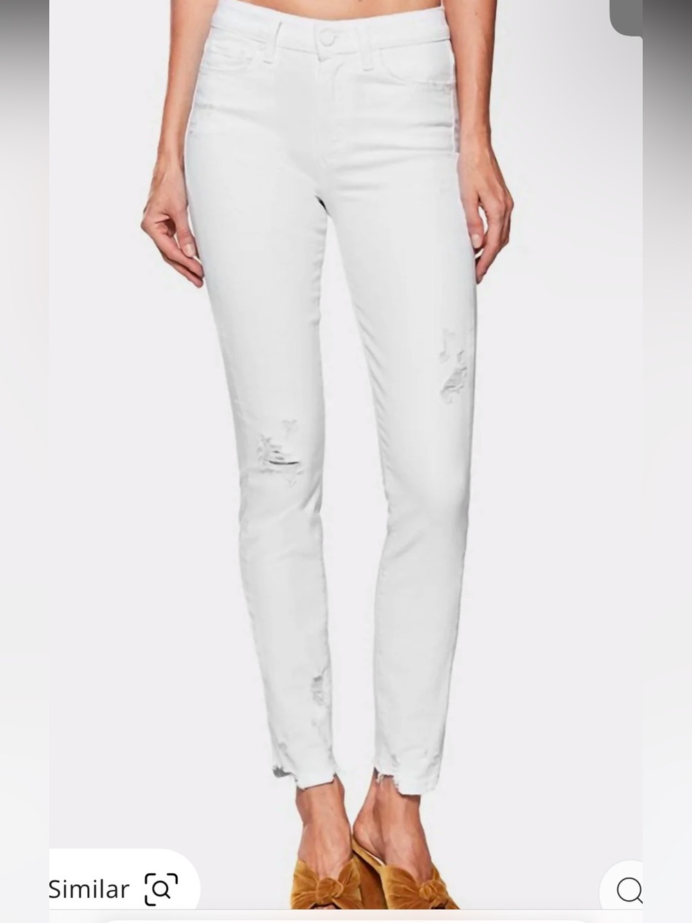 PAIGE White Hoxton Ankle Distressed Skinny Jeans. Like New